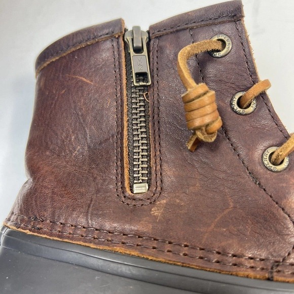 Sperry Top Sider Saltwater Duck Rain Boots Size 6 Brown Leather Rubber - Picture 4 of 10
